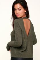 Jack By Bb Dakota Know Thyself Olive Green Knit Cutout Sweater | Lulus