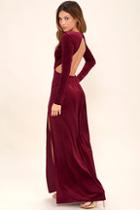 Lulus Besame Burgundy Velvet Long Sleeve Maxi Dress