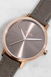 Nixon Kensington Leather Rose Gold And Taupe Watch