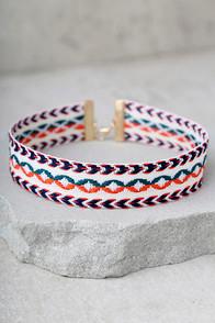 Lulus Venture To Venezuela Beige Embroidered Choker Necklace