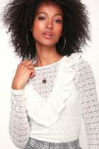 The Fifth Label Symbols White Lace Ruffled Long Sleeve Crop Top | Lulus