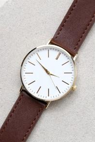 Lulus One Moment Gold And Dark Brown Watch