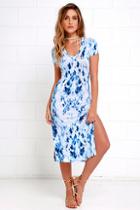 Lulus Let Me Sea Blue Tie-dye Midi Dress