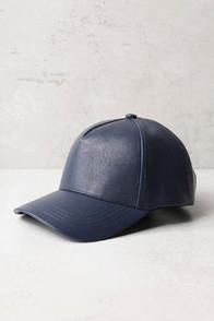 Lulus Playful Pastime Navy Blue Vegan Leather Baseball Cap