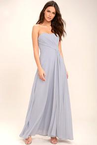 Cocolove Romantic Ballad Grey Strapless Maxi Dress