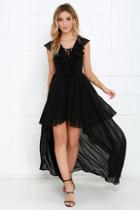 Lulu*s Romantic Encounter Black High-low Dress