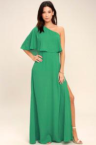 Lulus Angelic Way Green One-shoulder Maxi Dress