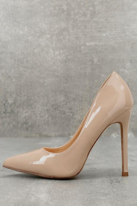 Liliana | Jessika Nude Patent Pumps | Size 10 | Beige | Vegan Friendly | Lulus