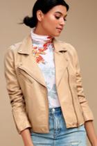 Blank Nyc City Of Dreams Light Tan Vegan Leather Moto Jacket | Lulus