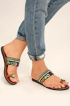 Mia | Athens Brown Bright Multi Beaded Flat Sandal Heels | Size 6 | Lulus