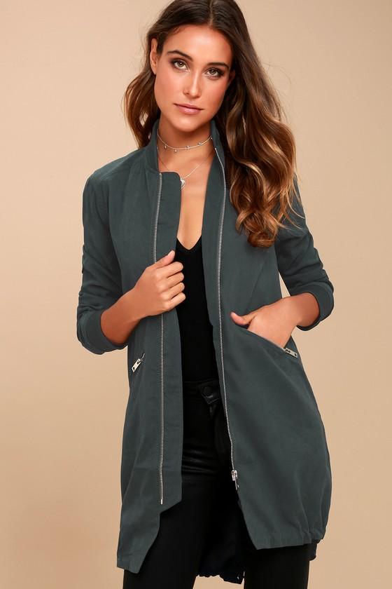Le Lis | Rio Grande Teal Blue Longline Bomber Jacket | Size Large | 100% Polyester | Lulus