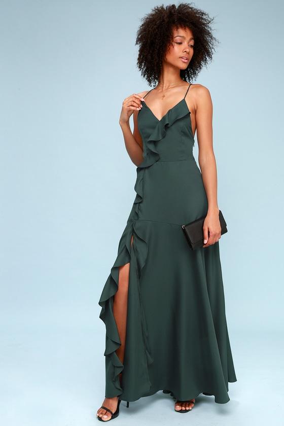 Selmah Teal Green Ruffled Maxi Dress | Lulus