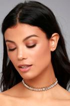 Lulus Point Of Perfection Gold Rhinestone Choker Necklace