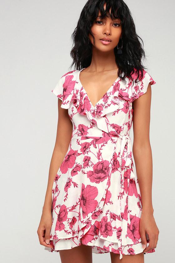 Free People French Quarter Ivory Floral Print Wrap Dress | Lulus