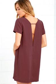 Lulus Mumbai The Way Washed Burgundy Shift Dress