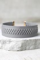 Ettika Always On Point Grey Leather Choker Necklace