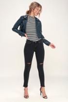 J.o.a. Bridges Washed Black Distressed Skinny Jeans | Lulus