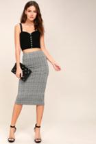 Rd Style | Hansel Black And White Houndstooth Midi Pencil Skirt | Size X-small | Lulus