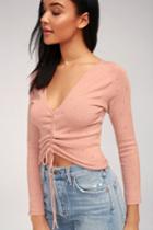 Emory Park Sweet On Me Blush Pink Ruched Sweater Top | Lulus