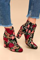 Mia | Rosebud Black Embroidered Ankle Booties | Size 6 | Lulus
