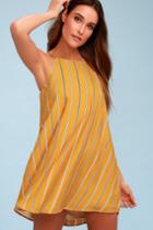 Sweet Little Lines Golden Yellow Striped Shift Dress | Lulus