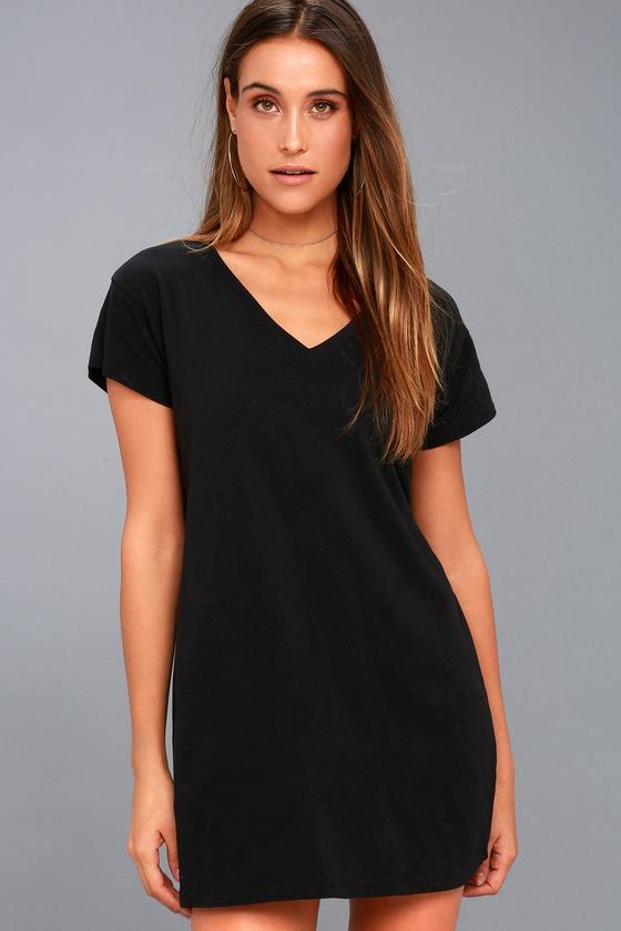 Clear Day Black T-shirt Dress | Lulus