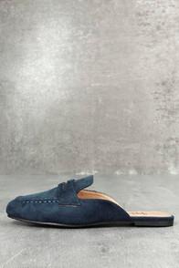 Betani Scarlet Navy Suede Loafer Slides