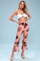 Bb Dakota Isabelle Pink Floral Print High-waisted Pants | Lulus