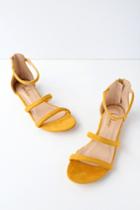 Quin Mustard Suede Flat Sandal Heels | Lulus