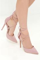 Lulus Michele Dusty Rose Lace-up Heels