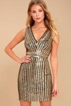 Lulus Marquee Lights Gold Sequin Backless Bodycon Dress
