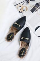 Antonia Black Faux Fur Loafer Slides | Lulus