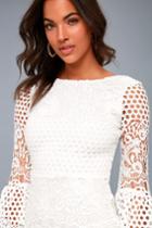 Angelisa White Lace Long Sleeve Dress | Lulus