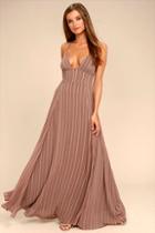 Lulus Elevate Light Brown Embroidered Maxi Dress