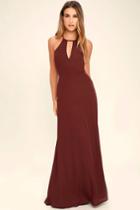Lulus | Beauty And Grace Burgundy Maxi Dress | Size X-small | Red | 100% Polyester