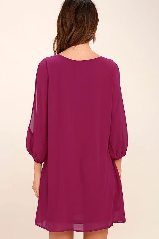 Lulus | Exclusive Shifting Dears Magenta Long Sleeve Dress