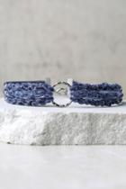 Lulus Your Hero Silver And Slate Blue Choker Necklace