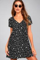 Lulus | Dot It Like It's Hot Black And White Polka Dot Shift Dress | Size Small | 100% Polyester