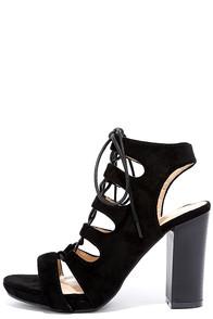 Chase & Chloe Obsessed Black Suede Lace-up Heels