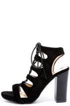 Chase & Chloe Obsessed Black Suede Lace-up Heels