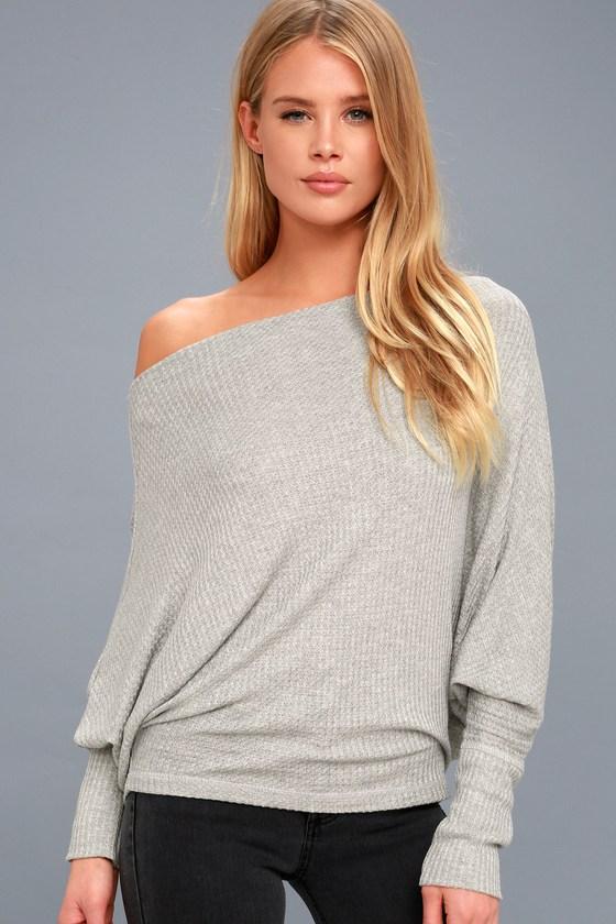 Sadie & Sage Very Cool Heather Grey Thermal Long Sleeve Top | Lulus