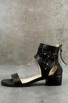 C Label Kalama Black Lace Heeled Sandals