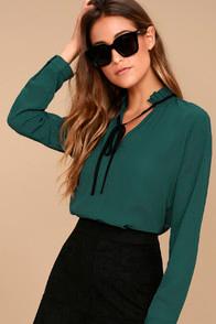 Lulus Tea Shop Teal Blue Long Sleeve Top