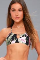 Rhythm Islander Black Tropical Print Bikini Top | Lulus
