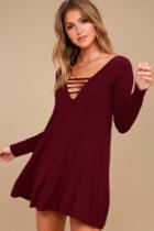 Lucy Love | Great Day Burgundy Swing Dress | Size Small | Red | Lulus