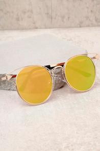 Lulus Good Golly Gold And Pink Mirrored Sunglasses