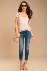 Eunina Something To Talk About Medium Wash Distressed Skinny Jeans