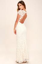 Lulus My Flare Lady Cream Lace Maxi Dress