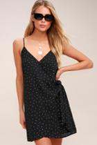 Dots Going On? Black Polka Dot Wrap Dress | Lulus