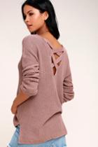 Olive + Oak Laken Mauve Knit Backless Sweater | Lulus